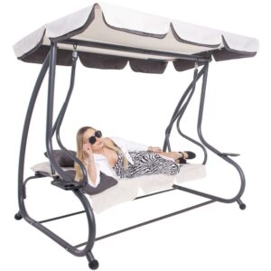 Balansoar gradina pat 3 persoane Sersimo Cagliari, 280kg, bej