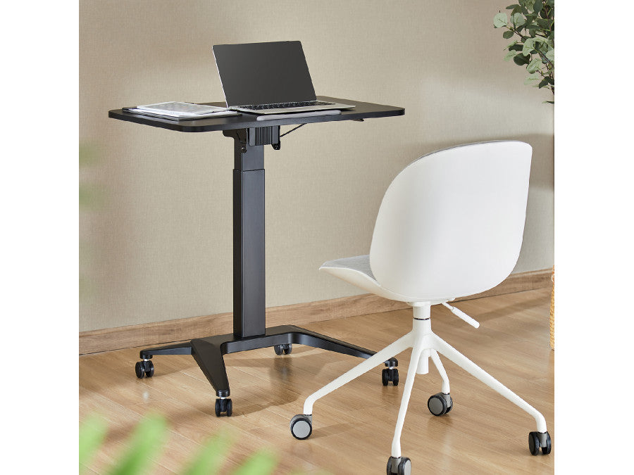 Birou mobil reglabil pneumatic Qualit, dimensiune 80x52 cm, negru