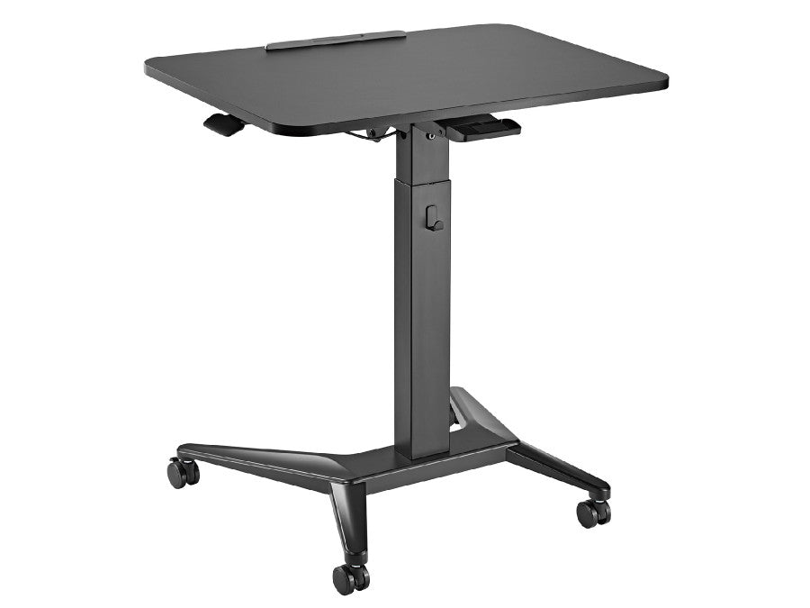 Birou mobil reglabil pneumatic Qualit, dimensiune 80x52 cm, negru