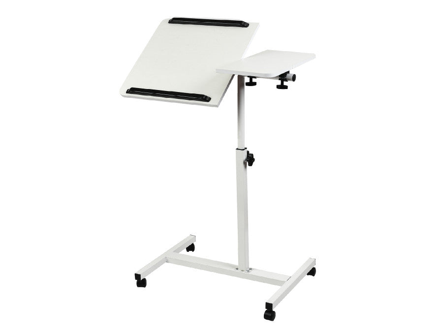 Birou mobil/stand laptop – dublu blat, dimensiune 80x40 cm, inaltime 59x89 cm, culoare alb