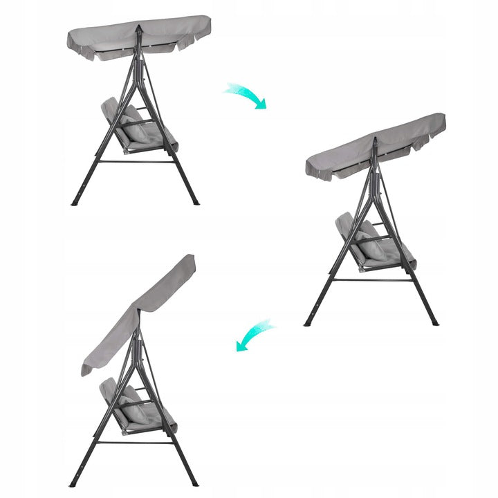Balansoar gradina Luna cu Pernite pentru Terasa sau Gradina, 3 locuri, 220kg, gri