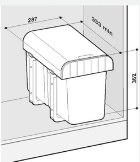 Cos gunoi incorporabil cu 1 compartiment x 16 litri