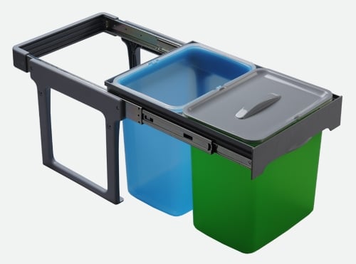 Cos gunoi incorporabil cu 2 compartimente x 16 litri