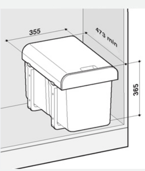 Cos gunoi incorporabil cu 1 compartiment x 34 litri
