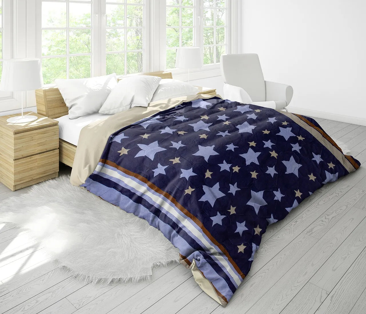 Pilota cocolino, dimensiune 200x220 cm, 250g/mp, culoare albastra