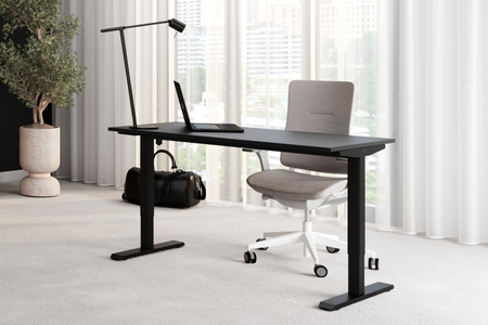 Birou reglabil electric Flexi  dimensiune 120x58 cm, inaltime 70–115 cm, motor electric, negru