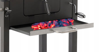 Gratar gradina pe carbuni, cu suport lateral si termometru capac, 115x60x108cm