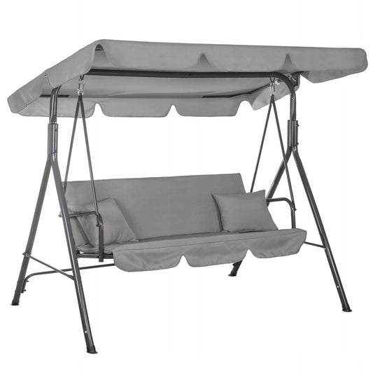 Balansoar gradina Luna cu Pernite pentru Terasa sau Gradina, 3 locuri, 220kg, gri