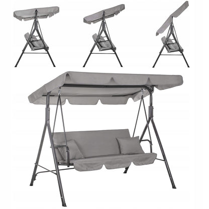 Balansoar gradina Luna cu Pernite pentru Terasa sau Gradina, 3 locuri, 220kg, gri