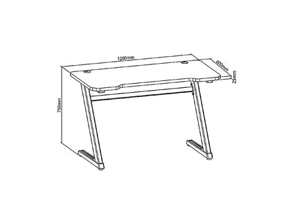 Birou gaming ergonomic NanoRS RS120 cu treceri cabluri, 120x60 cm