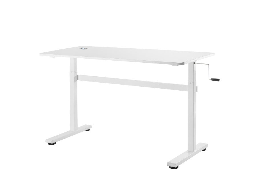 Birou reglabil manual ,dimensiune 140x60 cm, alb , inlatime 70–117 cm