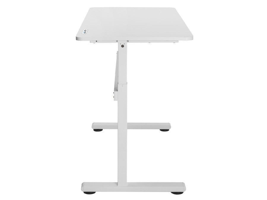 Birou reglabil manual ,dimensiune 140x60 cm, alb , inlatime 70–117 cm