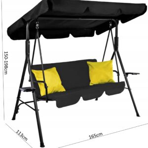 Balansoar gradina Vicenza, 3 locuri, 220kg, negru