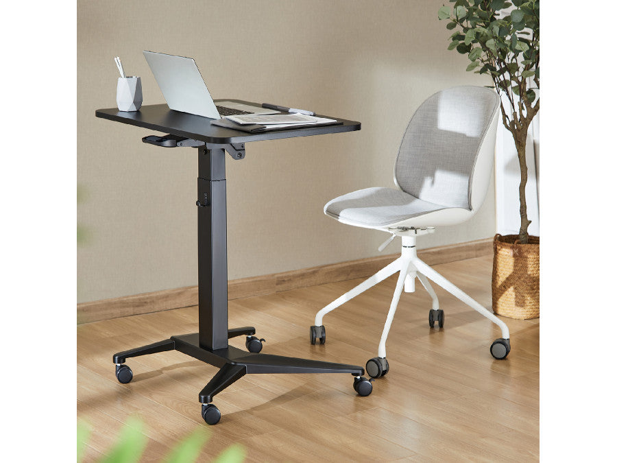 Birou mobil reglabil pneumatic Qualit, dimensiune 80x52 cm, negru