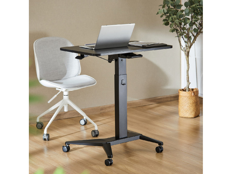 Birou mobil reglabil pneumatic Qualit, dimensiune 80x52 cm, negru