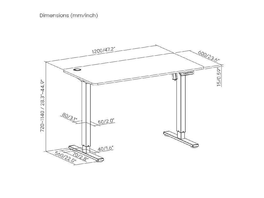 Birou reglabil electric Qualit, blat 120x60 cm, inaltime 72–114 cm, memorie 3 pozitii, sistem anti-coliziune, sarcina 70 kg, motor silentios