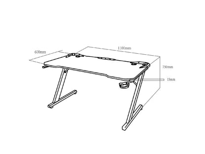 Birou gaming NanoRS RS345 –  dimensiune 110x60 cm, 150 kg, negru