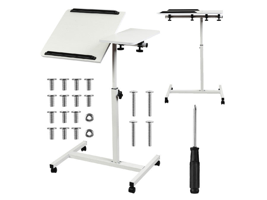 Birou mobil/stand laptop – dublu blat, dimensiune 80x40 cm, inaltime 59x89 cm, culoare alb