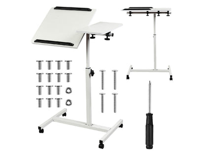Birou mobil/stand laptop – dublu blat, dimensiune 80x40 cm, inaltime 59x89 cm, culoare alb