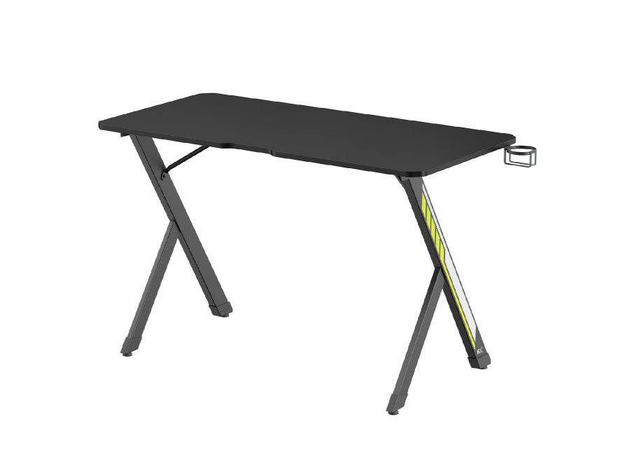 Birou gaming – dimensiune 120x60 cm, 75 kg, suport casti + pahar, negru