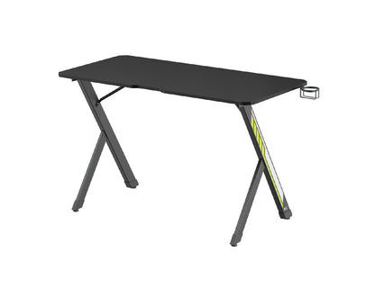 Birou gaming – dimensiune 120x60 cm, 75 kg, suport casti + pahar, negru