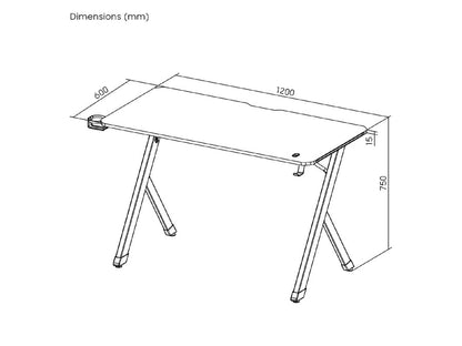 Birou gaming – dimensiune 120x60 cm, 75 kg, suport casti + pahar, negru