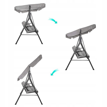 Balansoar gradina Luna cu Pernite pentru Terasa sau Gradina, 3 locuri, 220kg, gri