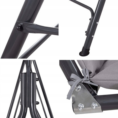 Balansoar gradina Luna cu Pernite pentru Terasa sau Gradina, 3 locuri, 220kg, gri