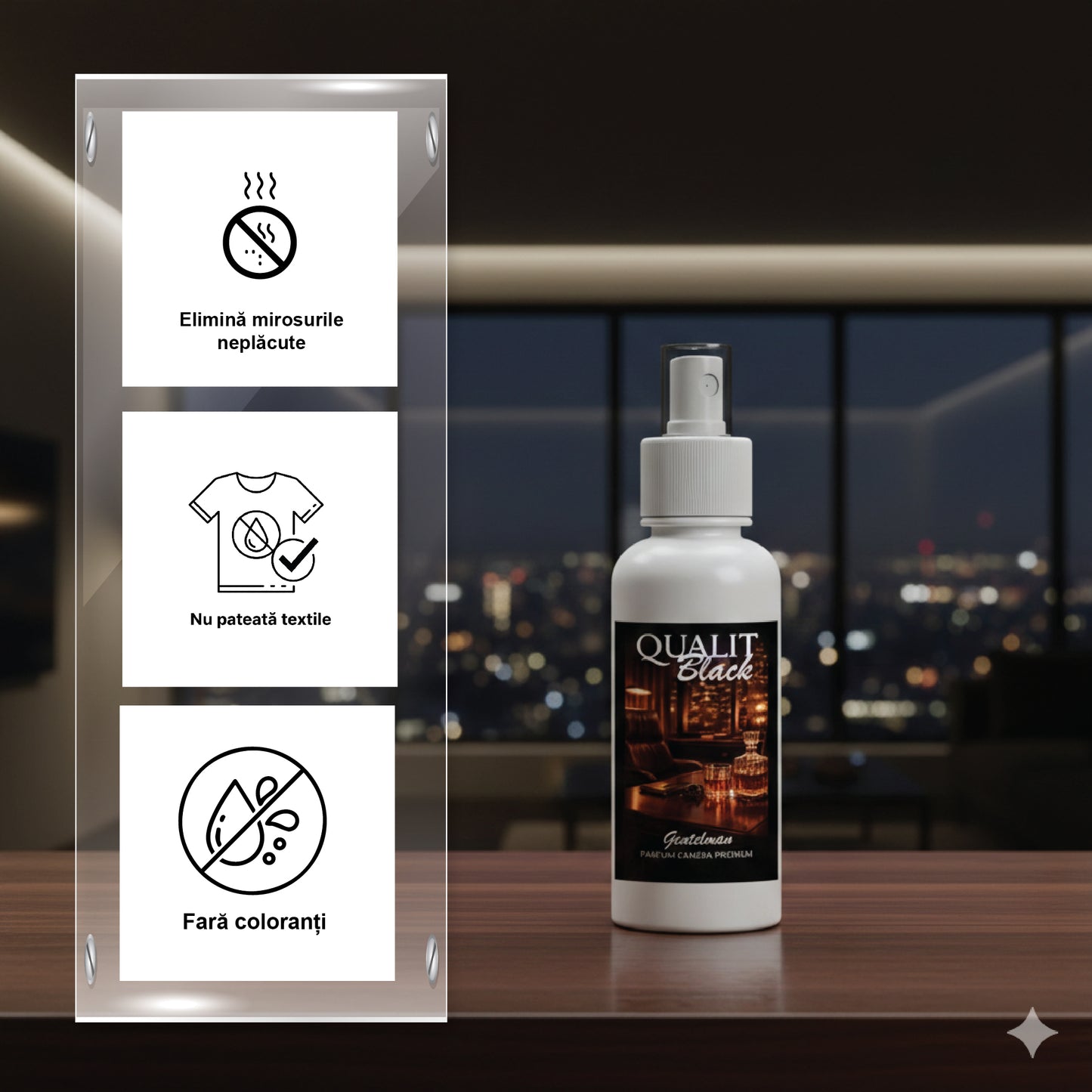 Parfum de camera concentrat, Qualit Black, Gentleman, 100 ml