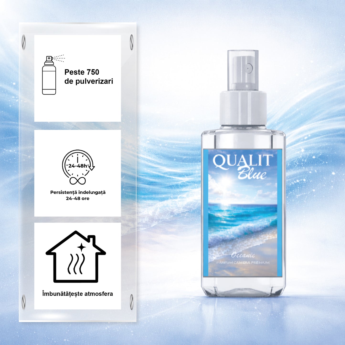 Parfum de camera concentrat, Qualit Blue, Oceanic, 75 ml