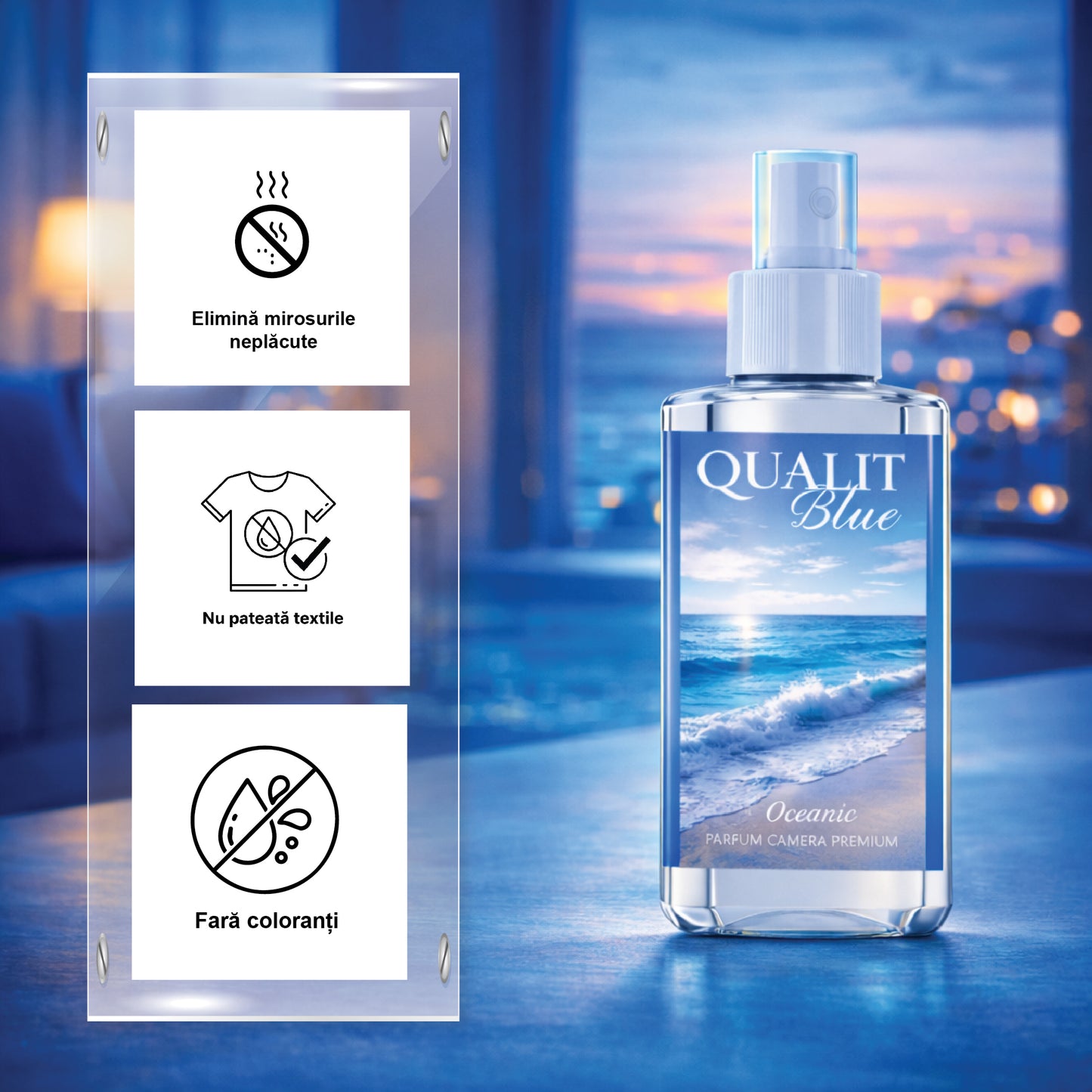 Parfum de camera concentrat, Qualit Blue, Oceanic, 75 ml