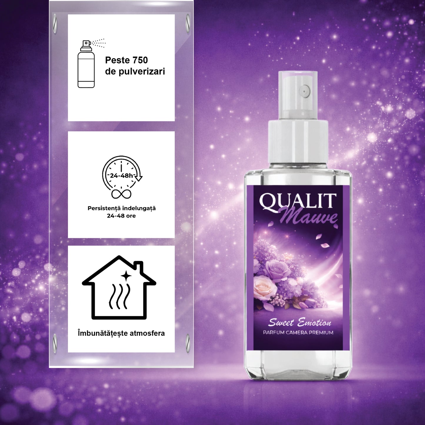Parfum de camera concentrat, Qualit Mauve, Sweet Emotion, 75 ml