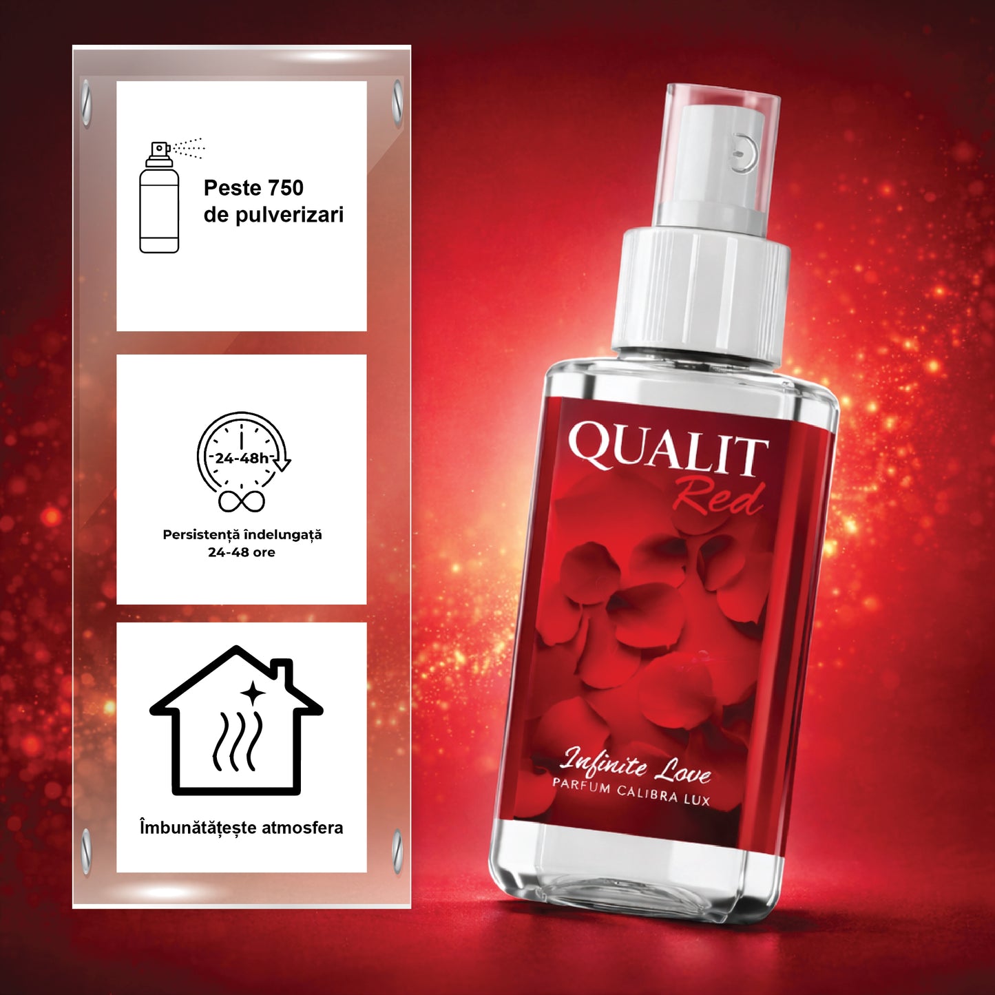 Parfum de camera concentrat, Qualit Red Infiniti Love, 75 ml
