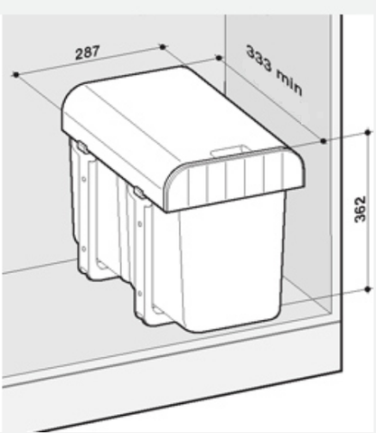 Cos gunoi incorporabil cu 1 compartiment x 16 litri