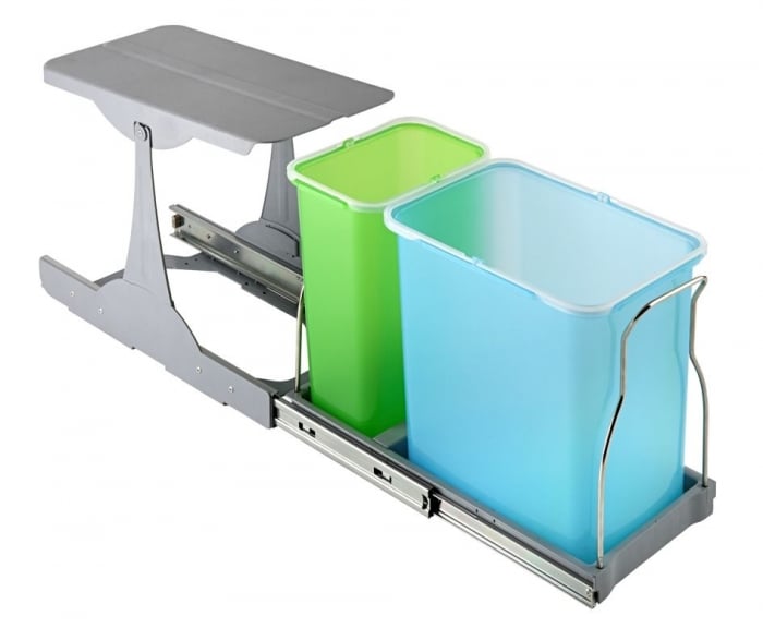 Cos gunoi incorporabil cu cu 2 recipiente 1 x 16 litri si 1 x 8 litri