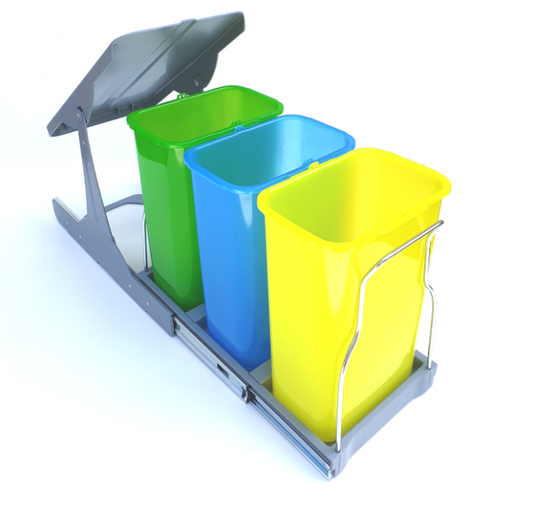 Cos de gunoi incorporabil colectare selectiva cu 3 recipiente x 8 litri