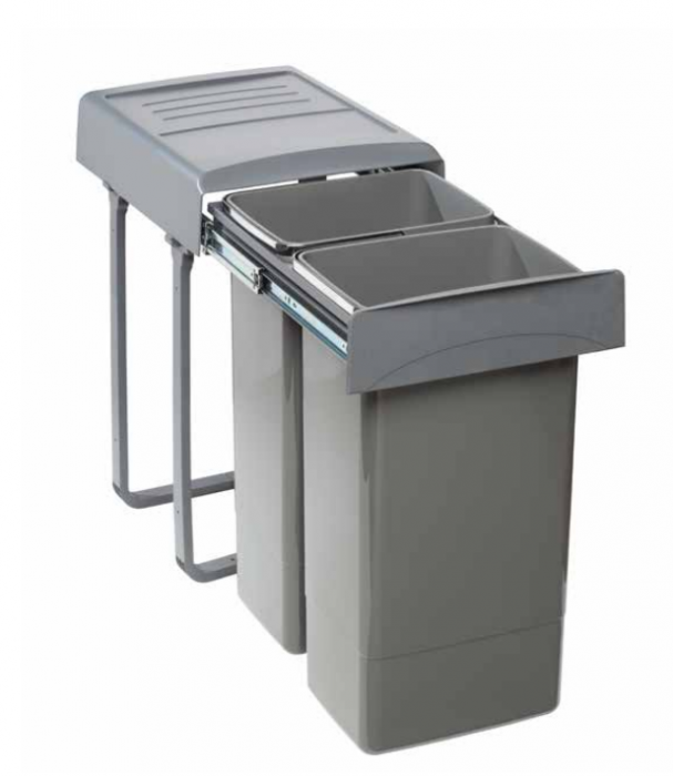 Cos gunoi incorporabil, colectare selectiva, cu 2 compartimente x26 litri