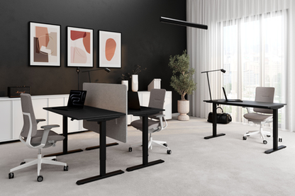 Birou reglabil electric Flexi  dimensiune 140x58 cm, inaltime 70–115 cm, motor electric, negru