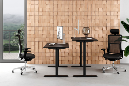 Birou reglabil electric Flexi  dimensiune 140x58 cm, inaltime 70–115 cm, motor electric, negru